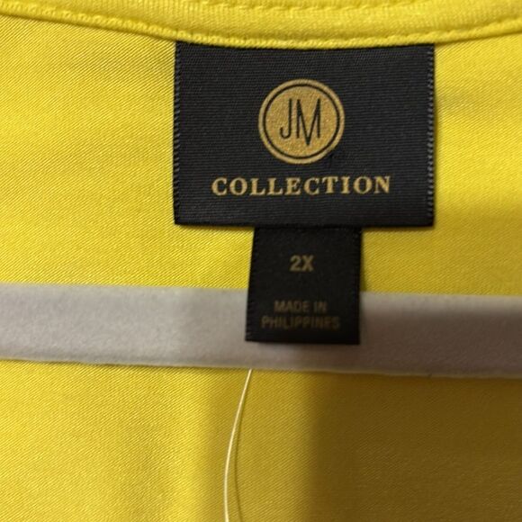 Women's JM Collection bright yellow three-quarter sleeve top NWT - Picture 3 of 7